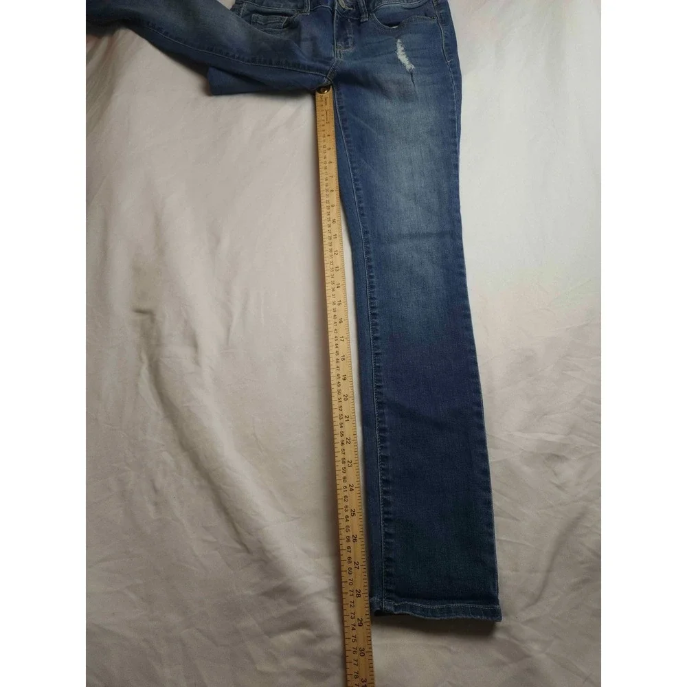 SO‎ Skinny Jeans Womens Size 3 Juniors Blue Denim Dark Wash Distressed Stretch